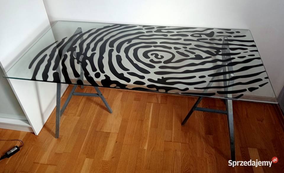 Biurko stół IKEA blat szklany z nadrukiem Jaworzno