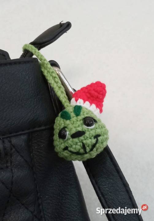 Grinch wykonany na szydełku brelok zawieszka Łask