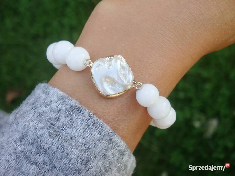 Bransoletki damskie Agat biały i Onyks czarny Kraków sprzedam