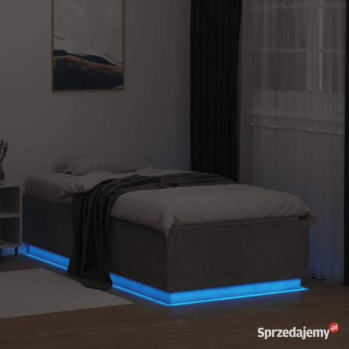 Rama łóżka z LED szarość betonu 75x190 WM3209670 Warszawa sprzedam