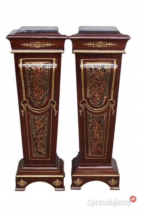 Dwa Postumenty w Stylu Boulle z Malunkami Kraków