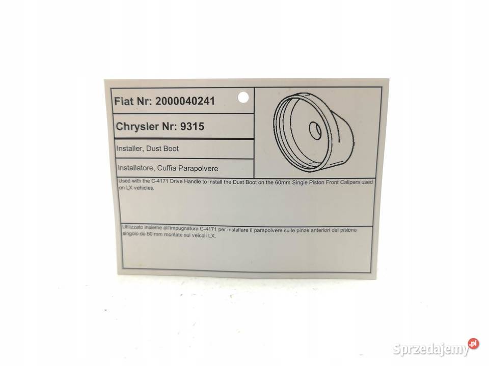 INSTALATOR GUMY TŁOKA ZACISKU PRZÓD CHRYSLER
