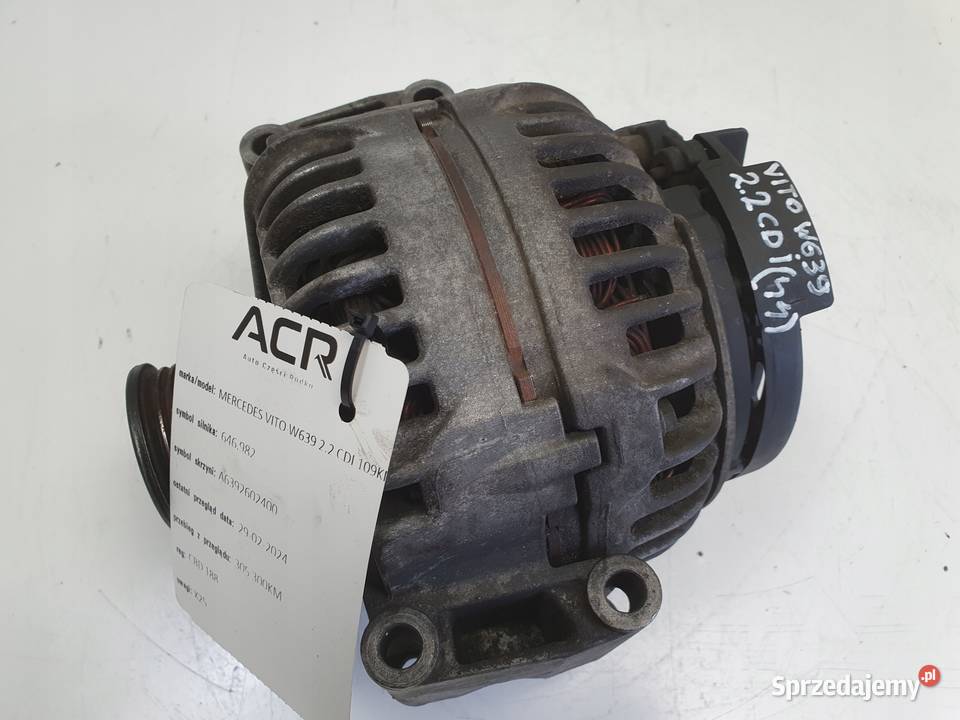 ALTERNATOR Mercedes Vito W639 22 CDI 200A osobowe Układ elektryczny silnika Chełm sprzedam