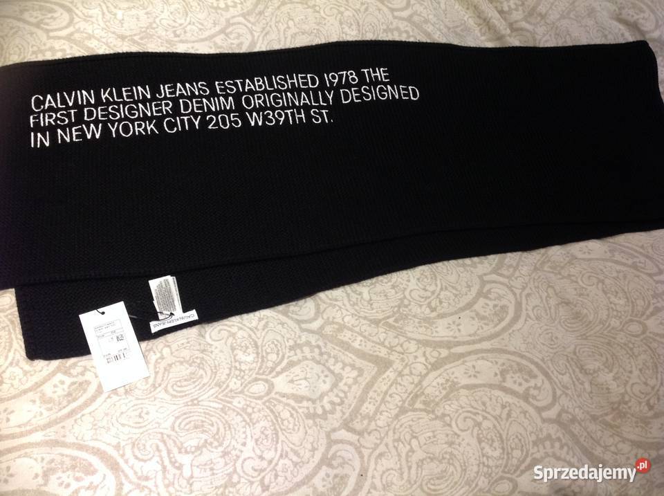 Czarny Długi Gruby Szalik Szal CALVIN KLEIN NOWY Nowa Sól sprzedam