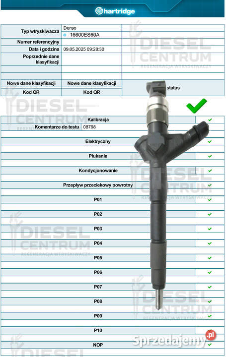 Wtryskiwacz DENSO 16600ES60A DCRI106020 NISSAN Wtryskiwacze Miszewo