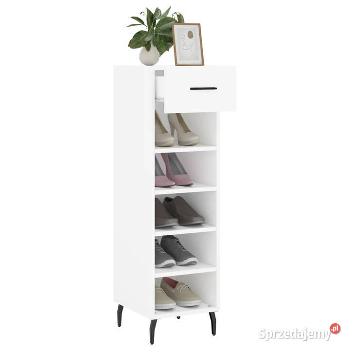 Szafka na buty biała 30x35x105 materiał