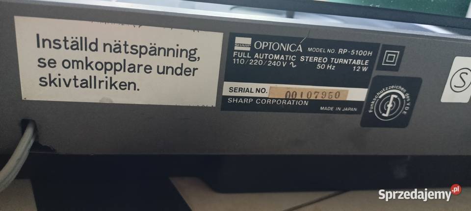 Sharp Optonica Rp5100 gramofon Gramofony Sędziszów
