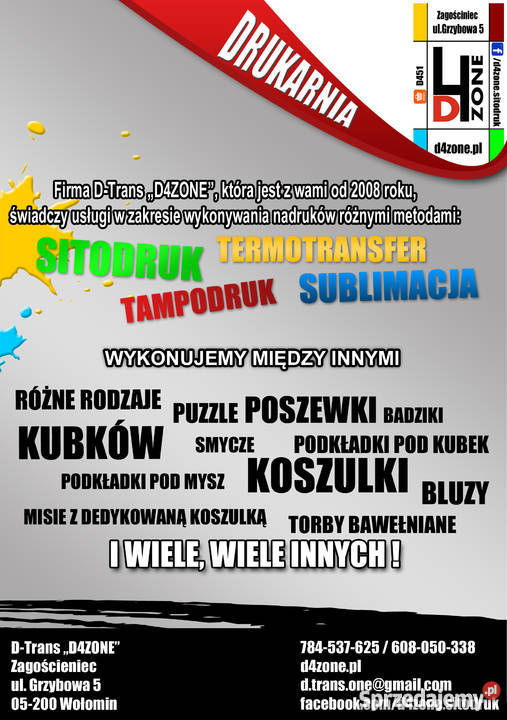 Sitodruk Sublimacja Drukarnia Tanio Koszulki Wołomin sprzedam