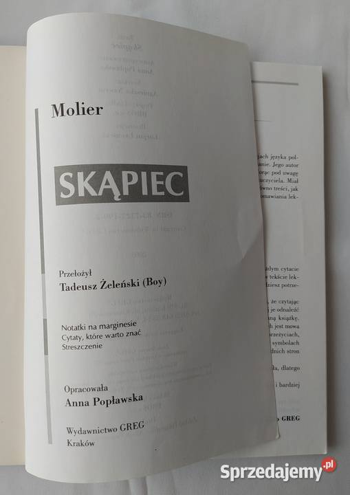 SKĄPIEC Molier wydanie z opracowaniem miękka podlaskie Hajnówka sprzedam