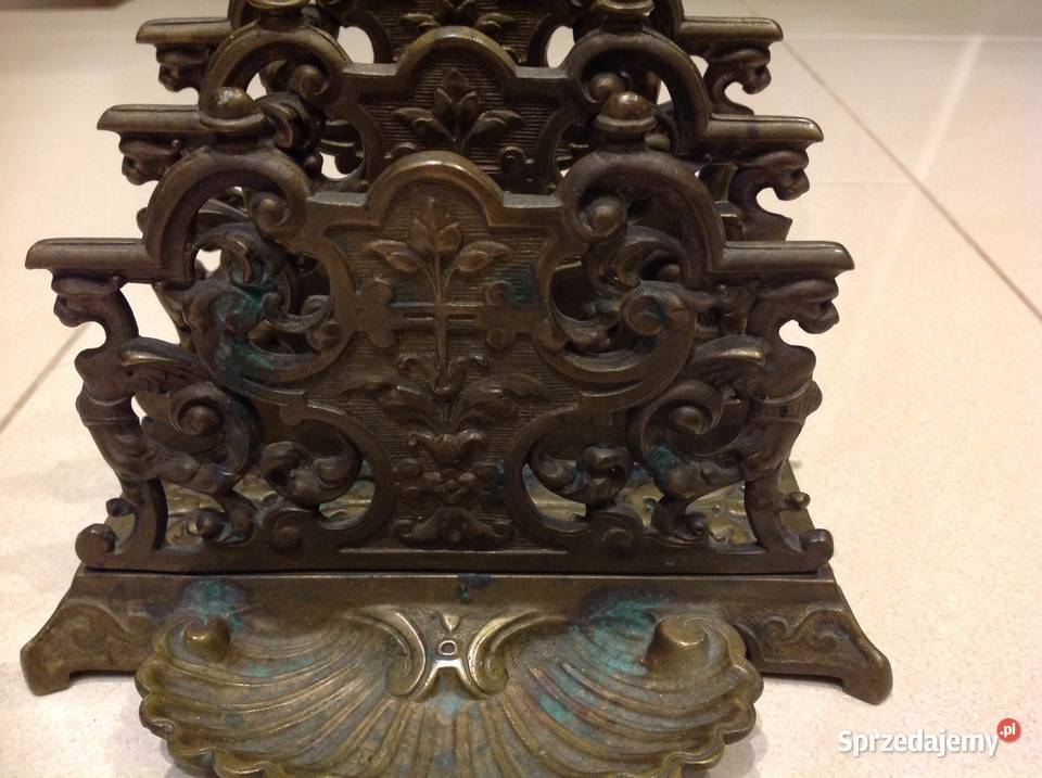 Stary Listownik Przybornik na Biurko Brąz