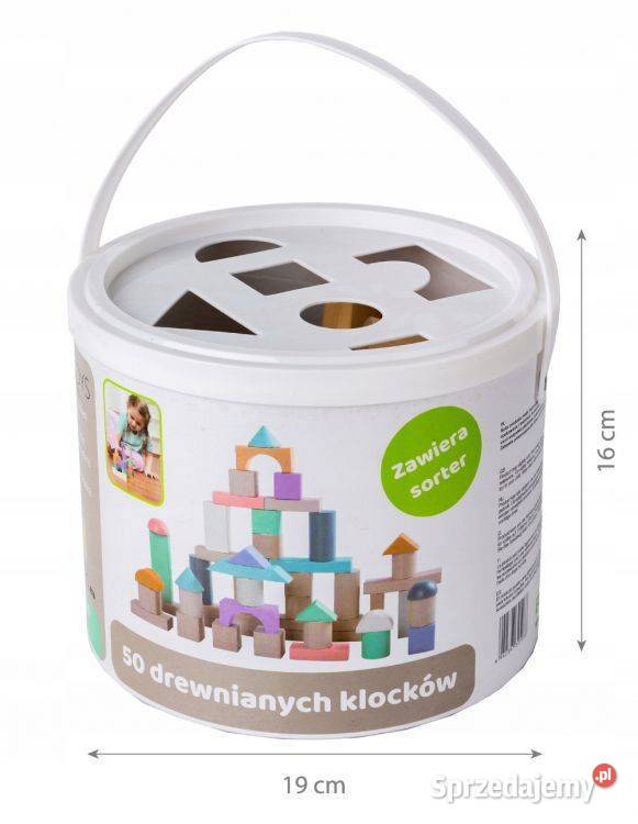 Drewniane klocki 50 wiaderko sorter Ecotoys Bielsk Podlaski
