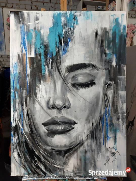 Kobieta portret abstrakcja nowoczesny obraz sprzedam