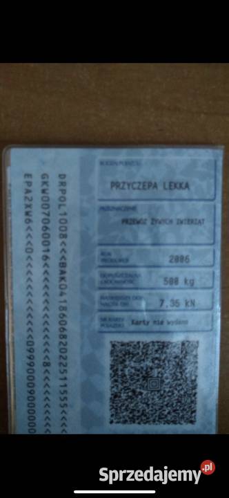 Sprzedam przyczepkę do transportu żywych Pabianice sprzedam