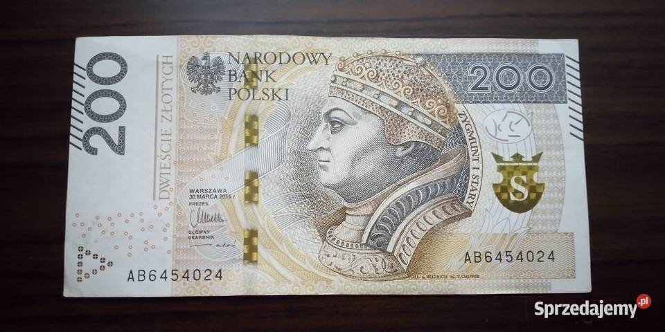 200 złotych seria AB 2015 banknot obiegowe lubelskie Lublin
