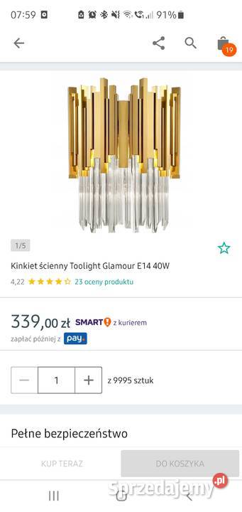 Lampa kryształowa złota klinkiet kryształ odcienie żółtego Oświetlenie Częstochowa