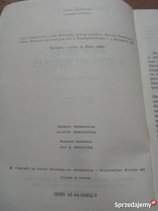 Humoreski z teki Worszyłły Henryk Sienkiewicz śląskie Dąbrowa Górnicza
