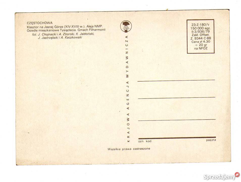CZĘSTOCHOWA KLASZTOR POCZTÓWKA WIELOWIDOKOWA Krynki sprzedam