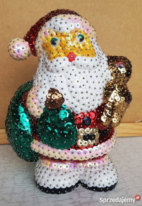 mikołaj z cekinów ozdoba Boże Narodzenie Dekoracje i ozdoby lubelskie Popławy-Rogale