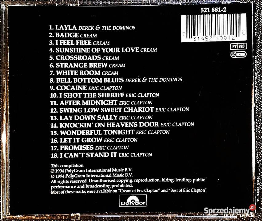 Wspaniały Album CD ERIC CLAPTON Cream Of Eric Warszawa sprzedam