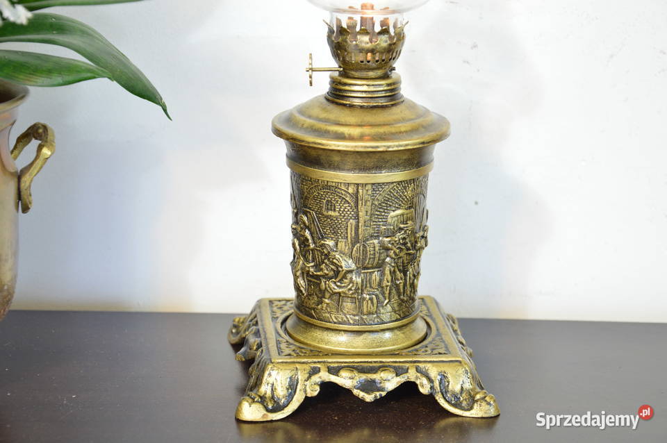 piękna cynowa LAMPA NAFTOWA stara Jastrzębie-Zdrój