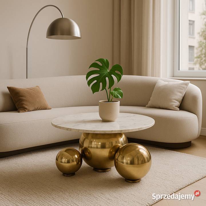 Złoty stolik kawowy Premium Milenio z kamiennym małopolskie Golkowice