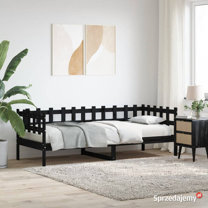 Łóżko dzienne czarne lite drewno sosnowe 90x200 Warszawa sprzedam