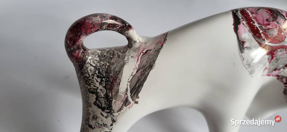 Figurka Byczek ceramiczny ręcznie malowany BYK Sierakowice
