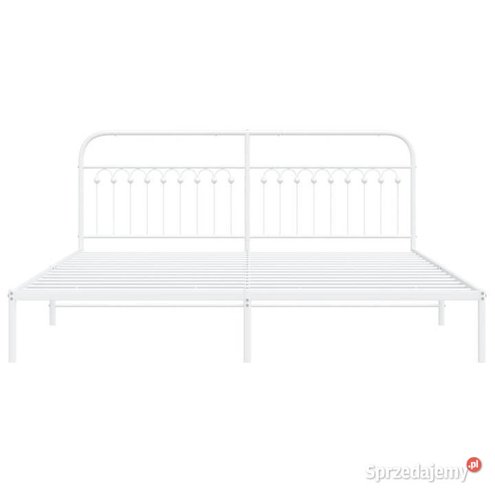 Łóżko Metalowe Białe Rama Łóżka Ze Stelażem 207cm