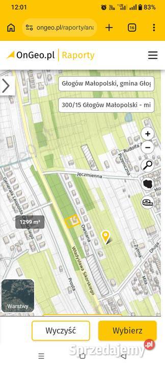 Sprzedam działkę budowlaną budowlana Sprzedaż Głogów Małopolski