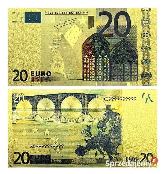 ZŁOTE Banknoty 24 Karat Dolar Euro Jan Paweł Sosnowiec