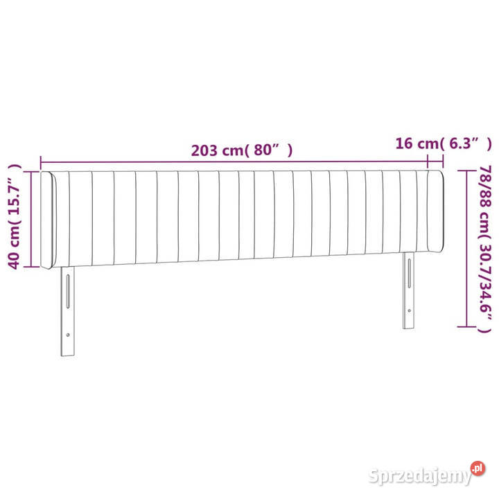 Zagłówek do łóżka z LED jasnoszary 203x16x7888 mazowieckie Warszawa