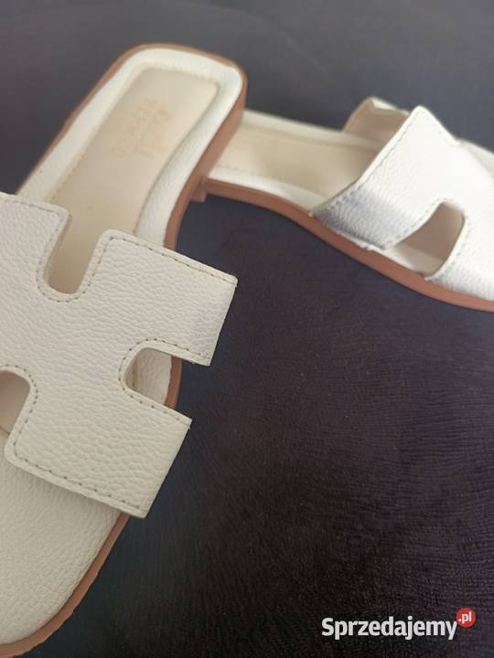Klapki skóra naturalna biały Moda i Styl Wejherowo