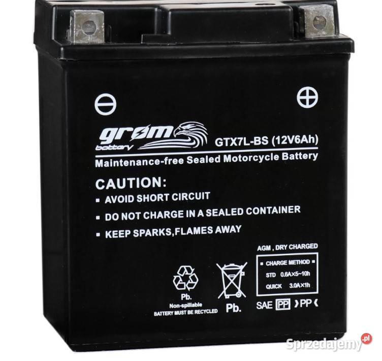 Akumulator motocyklowy GROM GTX7LBS YTX7LBS 12V Akumulatory motocyklowe Wałbrzych