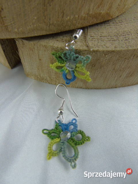 Kolczyki frywolitkowe różne wzory i kolory Wiśniowa