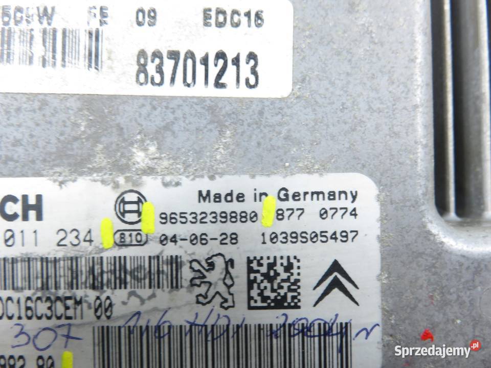 STEROWNIK PEUGEOT 307 Break 3E 16 HDi 9655698280 osobowe Komputery