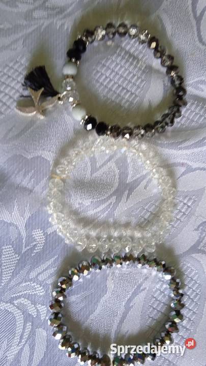 TRZY BRANSOLETY Z FALSETOWANYCH KORALIKÓW