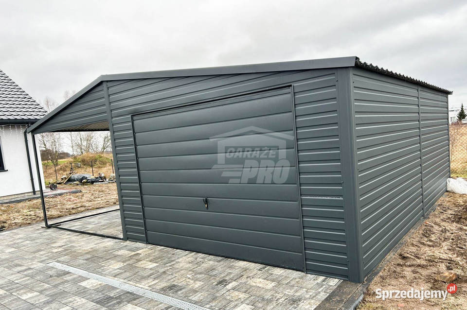 Garaż Blaszany 4x5 wiata 4x5 Antracyt dwuspadowy wielkopolskie Turek