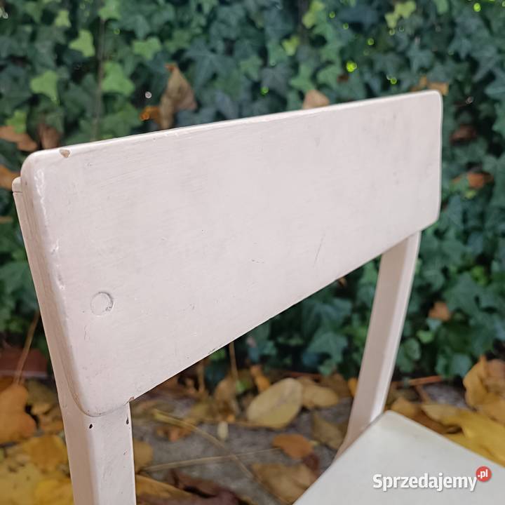 Krzesełko dziecięce stare szkolne metal i drewno Leszno