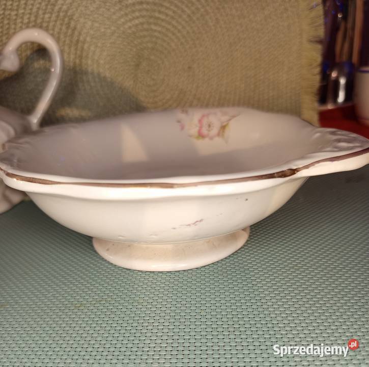 Stary zabytkowy Zestaw do mycia palców stole z Porcelana i szkło