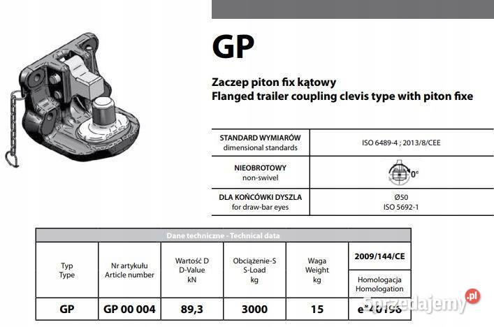 Manualny zaczep kątowy piton fix GP 140x80