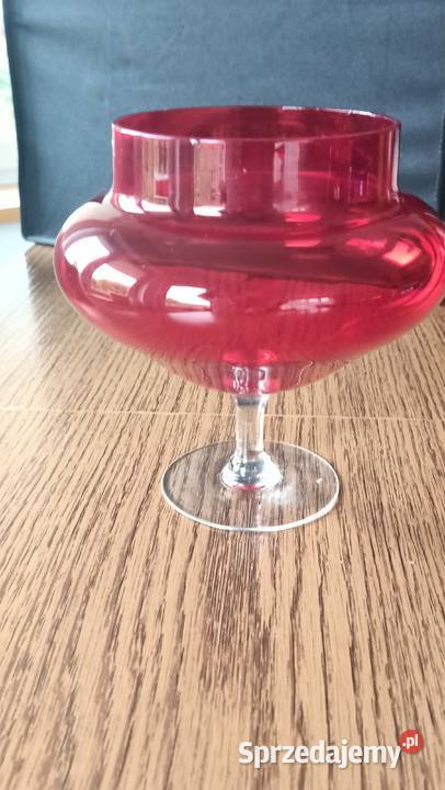 Wazon puchar szklany czerwony rubinowy lubelskie Zamość