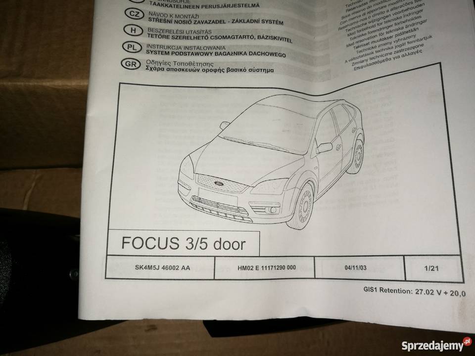 Orginalny Bagażnik Dachowy Ford Focus Mk2 Zduńska Wola sprzedam