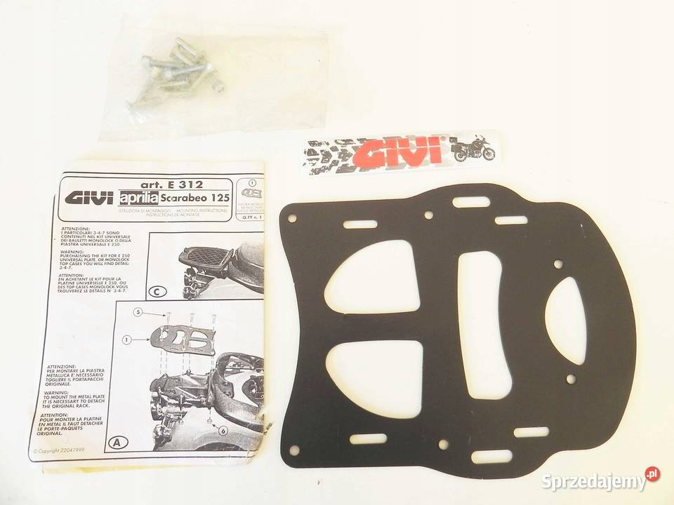 BAGAŻNIK Plyta stelaż GIVI E312 Aprilia Scarabeo Bielsk Podlaski sprzedam