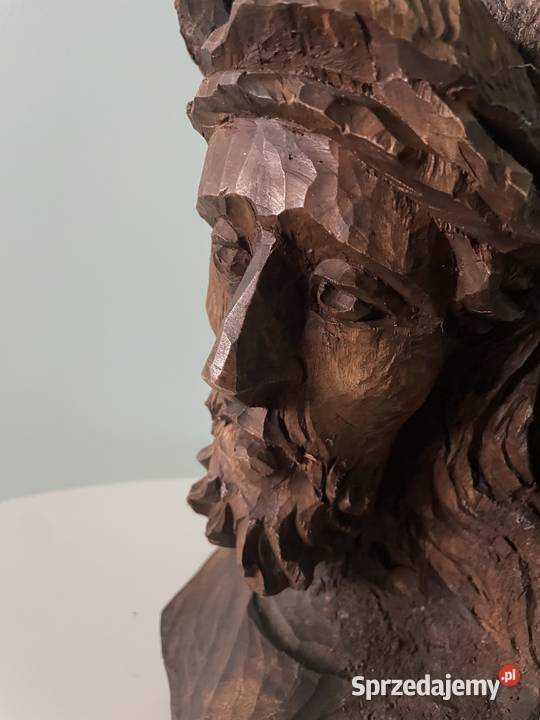 Jezus w koronie rzeźba drewniana ludowa 18cm kujawsko-pomorskie Brodnica sprzedam