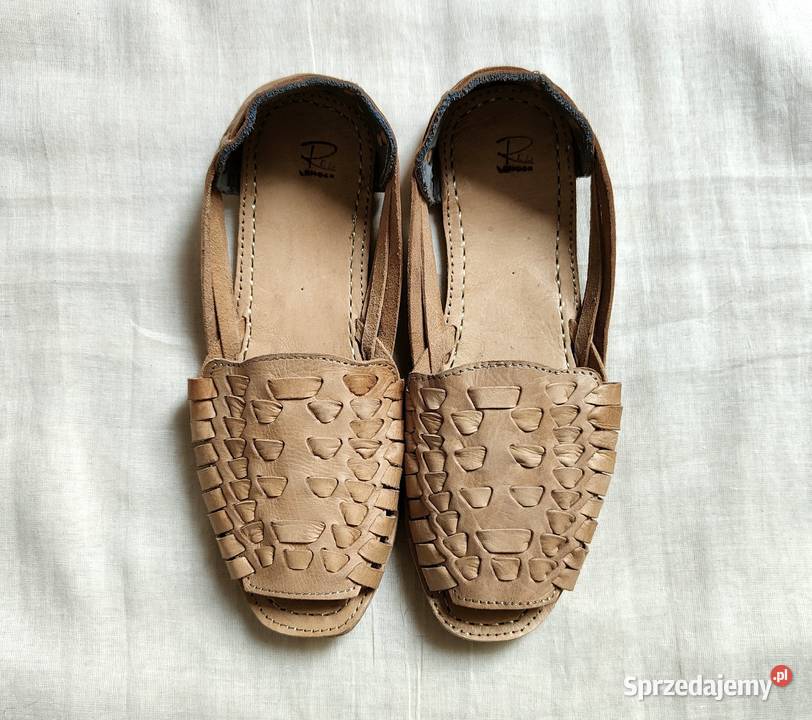 Beżowe skórzane buty sandały retro paski 38 zachodniopomorskie Szczecin