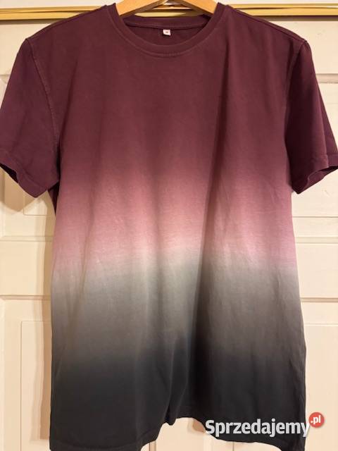 Tshirt męski M różowozielony cieniowany bawełna