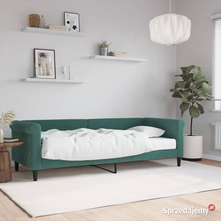 Sofa z materacem do spania ciemnozielona aksamit 68cm mazowieckie Warszawa sprzedam