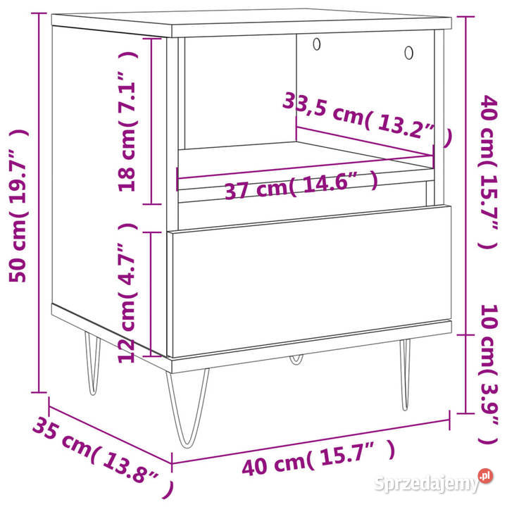 Szafka nocna biała 40x35x50 materiał mazowieckie Warszawa