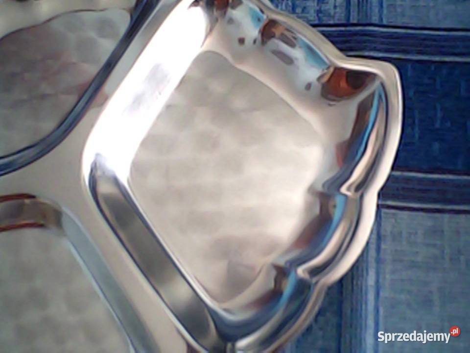 Patera metalowa chromowana w kształcie liścia Warszawa