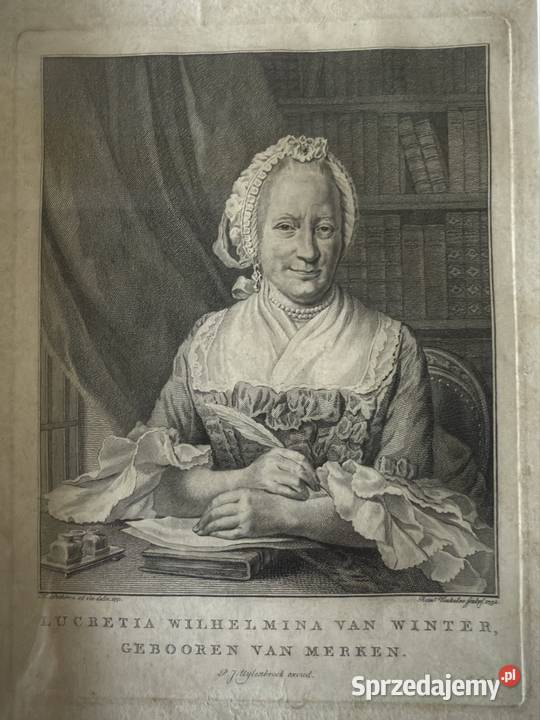 Antyczny Miedzioryt Portret Lucretia Wilhelmina